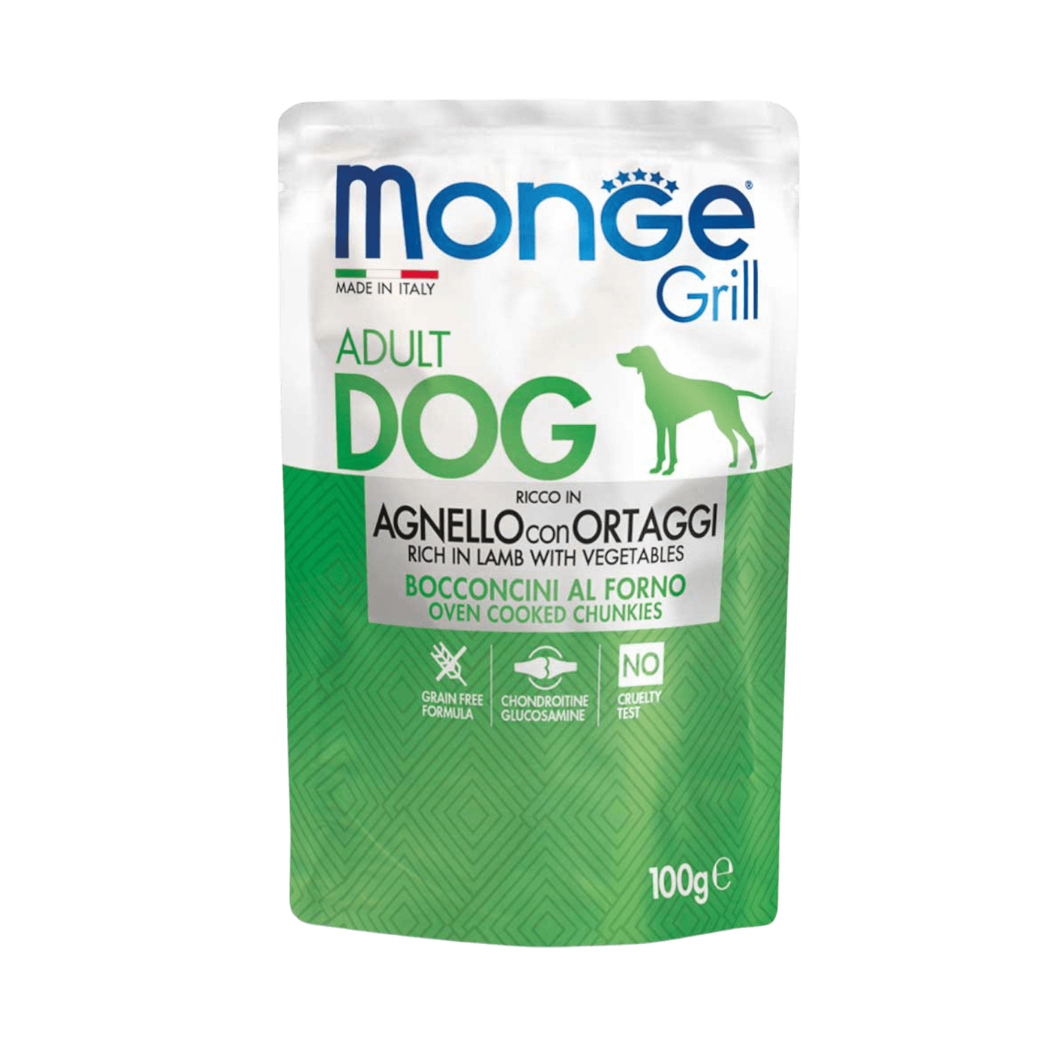 Monge Grill Adult Dog Chunkies - Rich in Lamb with Vegetables Monge Grill Adult Dog Chunkies Rich in Lamb with Vegetables