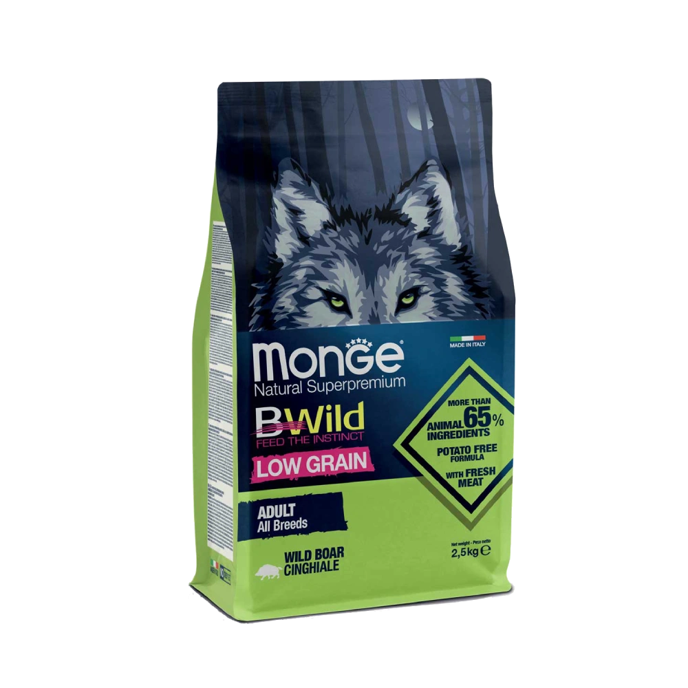 monge_bwild_adult_wild boar Monge Natural Superpremium Low Grain All Breeds Adult Wild Boar