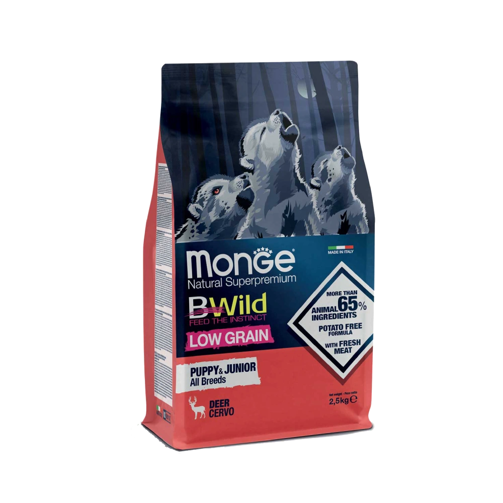 monge_bwild_puppy_junior_deer Monge Natural Superpremium Low Grain All Breeds Puppy & Junior Deer