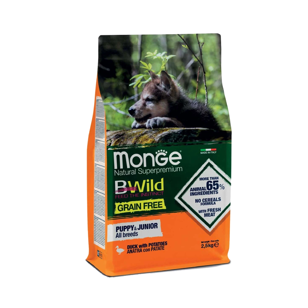 monge_bwild_puppy_junior_duck with potatoes Monge Natural Superpremium Grain Free All Breeds Puppy & Junior Duck with potatoes